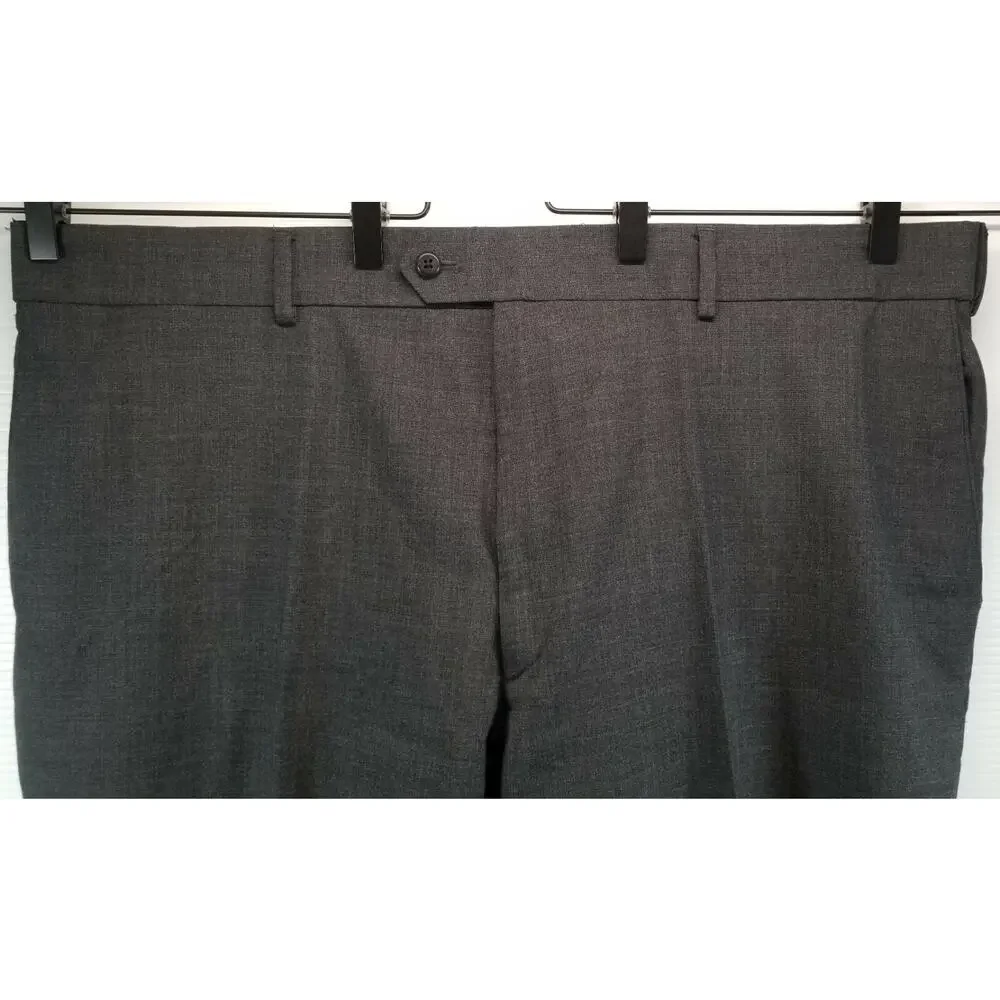 N) Stafford Performance Men's Gray 44 x 30 Classic Fit Flat Front Dress Pants